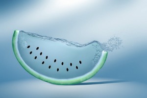 Rendering-art-watermelon-digital-water-background